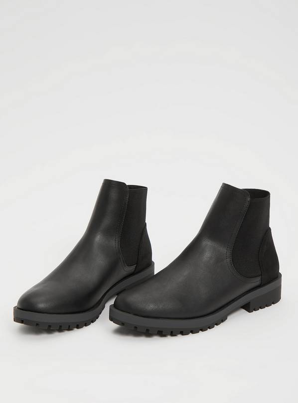 Buy Black Faux Leather Chelsea Boots - 5 | Boots | Argos