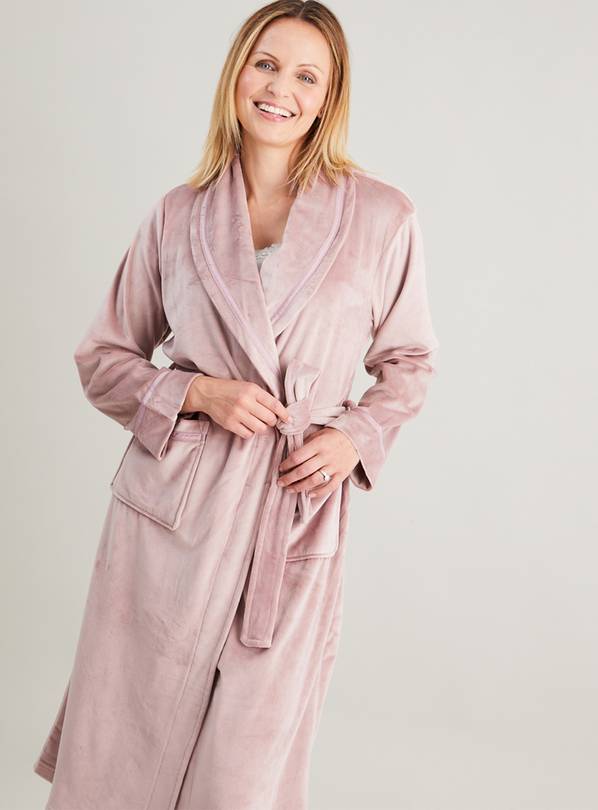 Buy Pink Plush Longer Length Dressing Gown XS Dressing gowns Argos