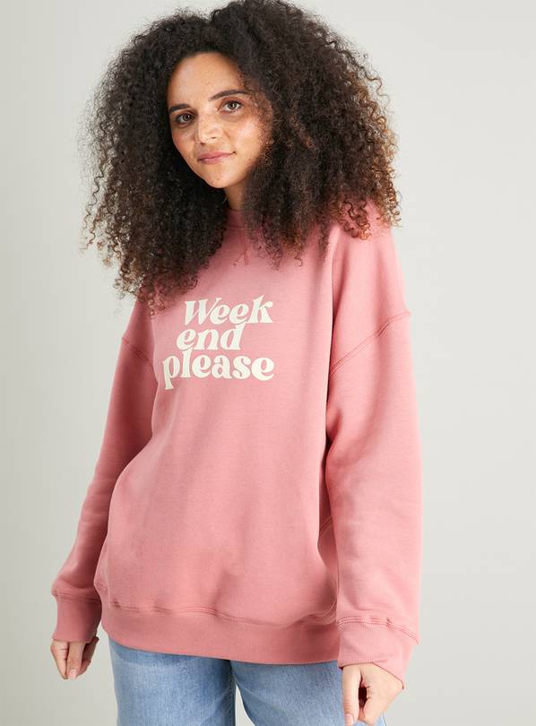 Buy Pink Weekend Slogan Boyfriend Sweatshirt XL Hoodies and