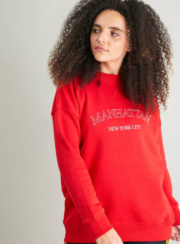 Buy Red Manhattan Slogan Boyfriend Sweatshirt - XL | Hoodies and ...