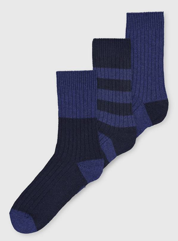 Buy Navy Very Warm Boot Socks With Wool 3 Pack - 6-8.5 | Multipacks | Argos