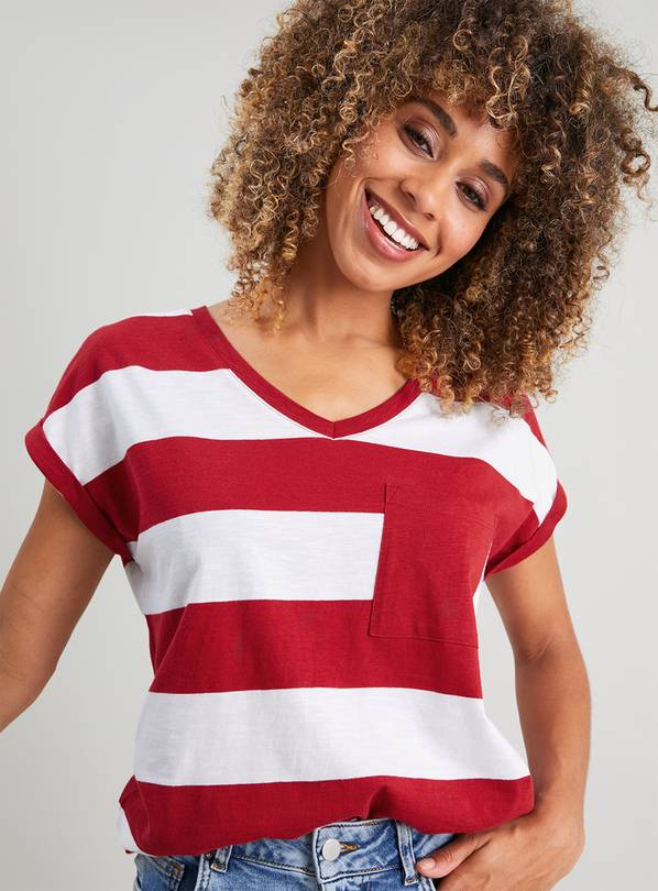 striped pocket tee womens