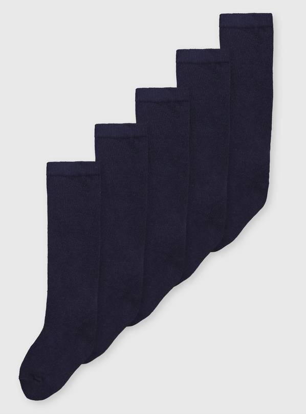 Navy Long Socks 5 Pack 6-8.5