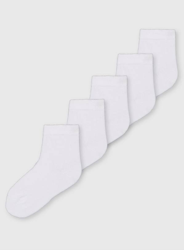 White Seamless Toe Ankle Socks 5 Pack - 6-8.5