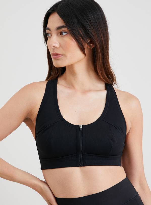 Buy BE Black High Impact Zip Front Sports Bra 38DD Sports bras Argos