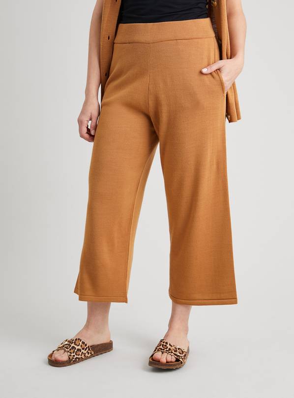 Tan Wide Leg Soft Touch Coord Culottes - 8