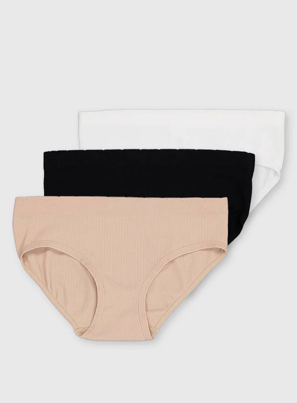 2 Pack Seamless Black and Nude Brief Knickers NO VPL Seamfree