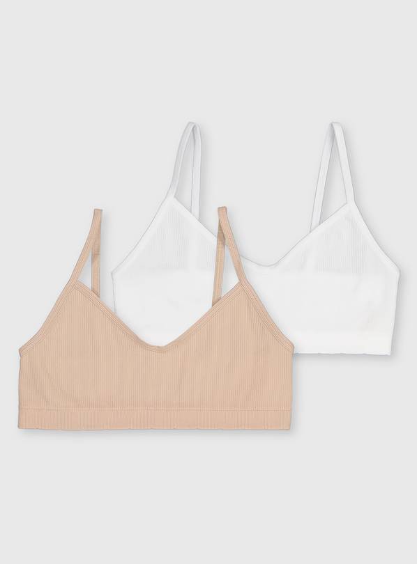 Tan & White Seamfree Crop Top 2 Pack - 10-12 years