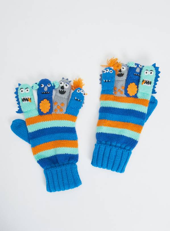 Buy Blue Stripe Monster Finger Puppet Gloves 35 years Accessories
