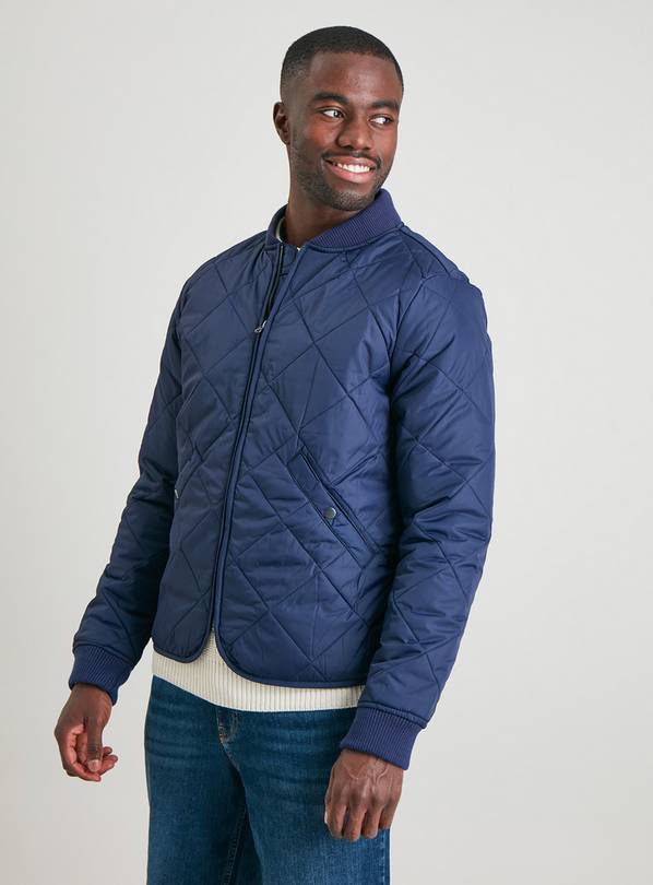 Buy Navy Diamond Quilt Shower Resistant Bomber Jacket L Coats and jackets Argos