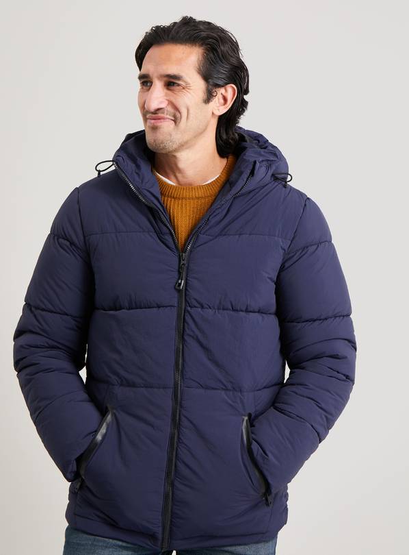 Buy Navy Showerproof Padded Hooded Jacket - M | Coats and jackets | Argos