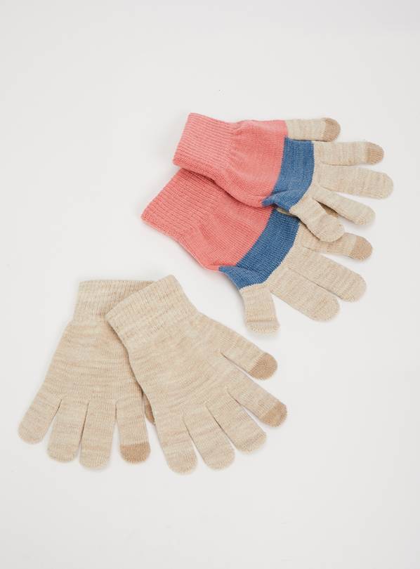 Buy Oatmeal Touch Screen Magic Gloves 2 Pack One Size Gloves Argos