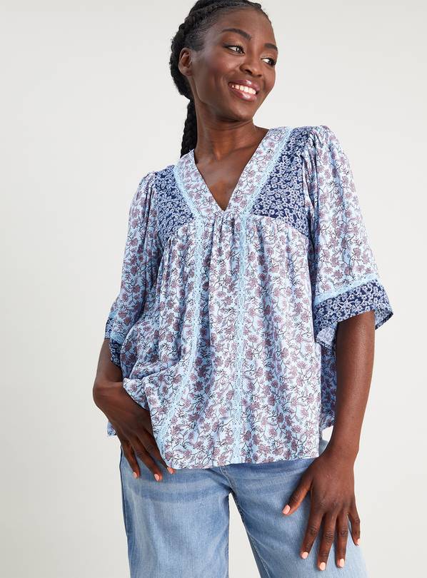 Buy Blue Mixed Floral Print Blouse - 14 | Shirts | Argos