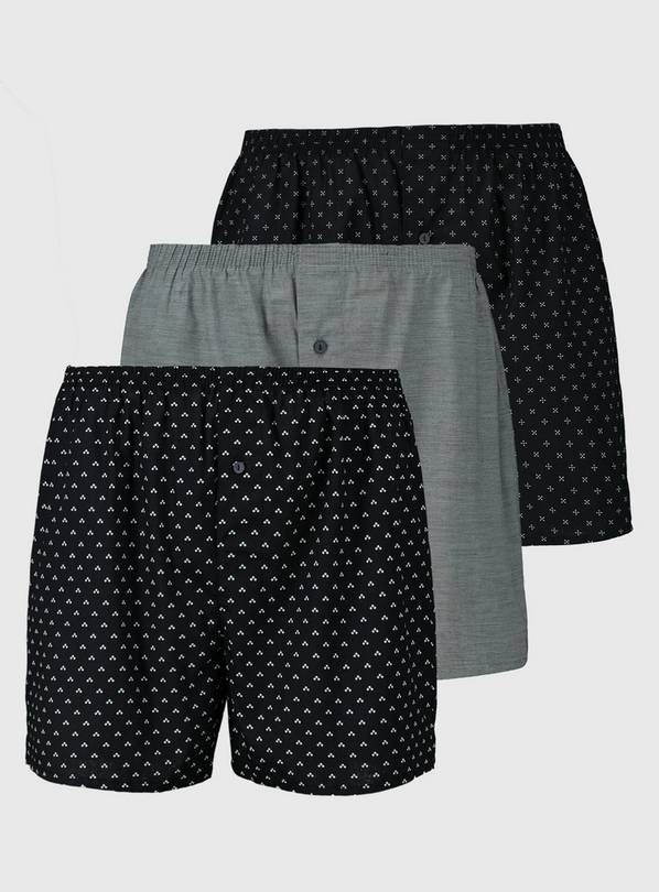 Geo Print & Stripe Woven Boxers 3 Pack XL