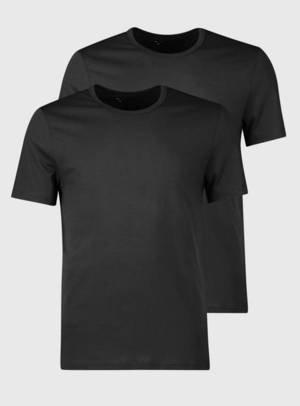 Black Crew Neck T-Shirts 2 Pack - S