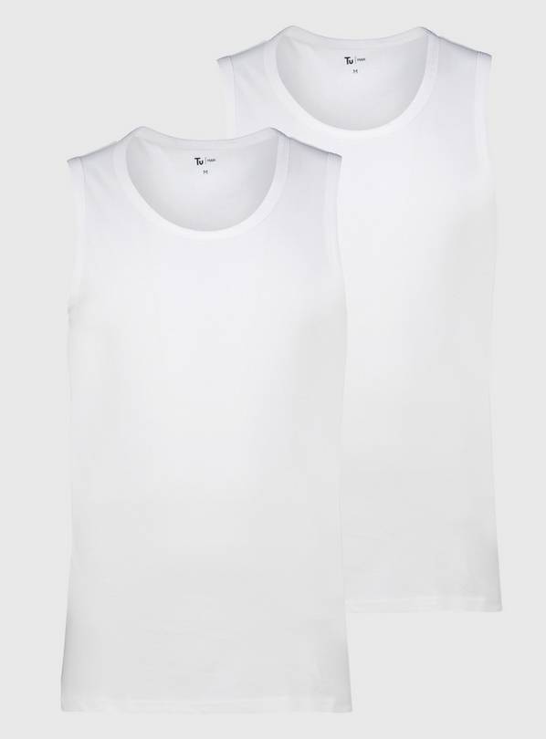 White Sleeveless Vest 2 Pack - XXXL