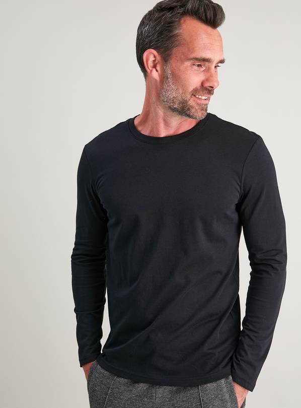 Buy Black Crew Neck Long Sleeve T-Shirt - M | T-shirts and polos | Argos