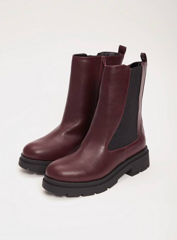 Buy Oxblood Chunky Sole Longline Chelsea Boots - 3 | Boots | Argos