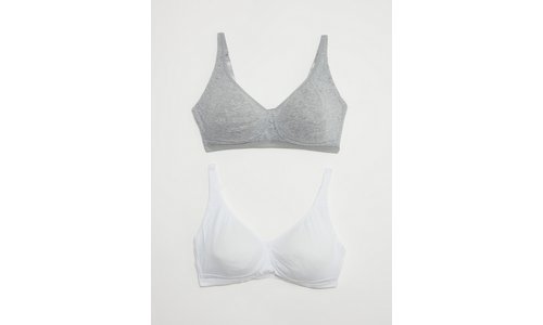 Grey & White Non-Wired Comfort Lounge Bra 2 Pack 36A Bhutan