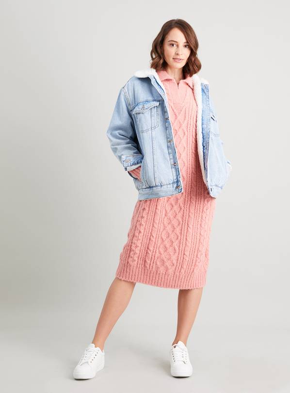Buy Pink Cable Knit Open Collar Jumper Dress 22 Dresses Argos