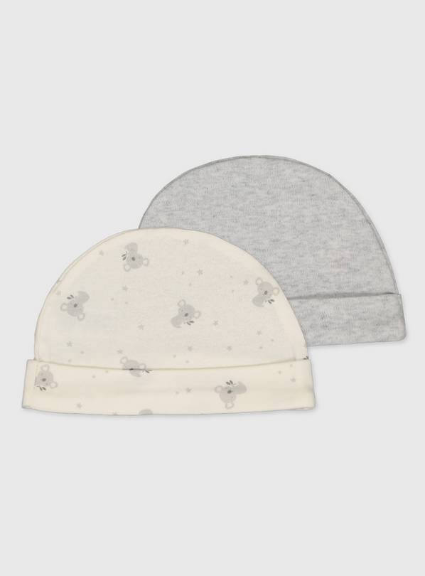 Koala Print & Grey Marl Hat 2 Pack Newborn