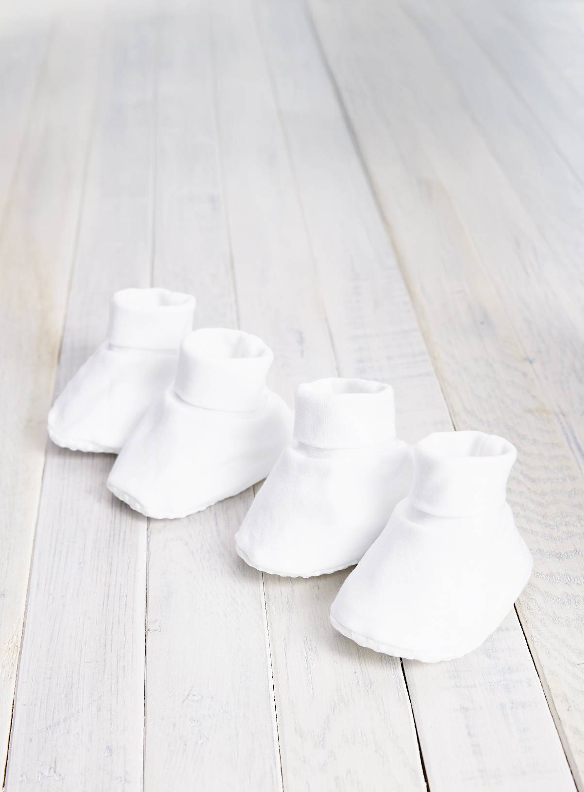 Plain White Booties 2 Pack Up to 1 mth - Image 1