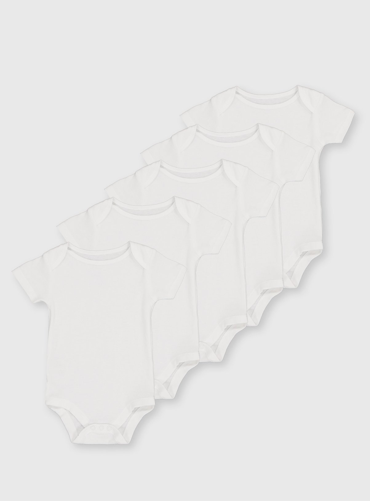 White White Short Sleeve Bodysuits 5 Pack - Tu by Sainsbury's