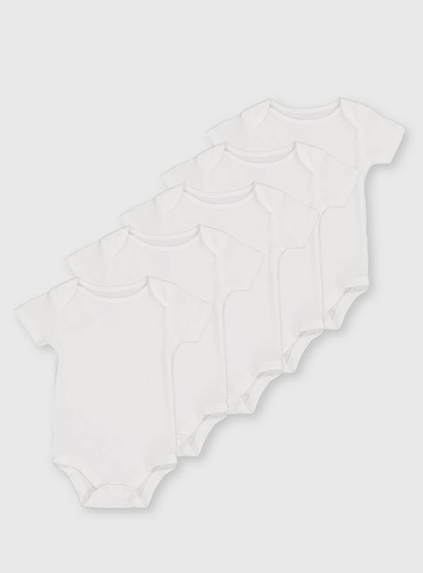 White Short Sleeve Bodysuits 5 Pack - 3-6 months