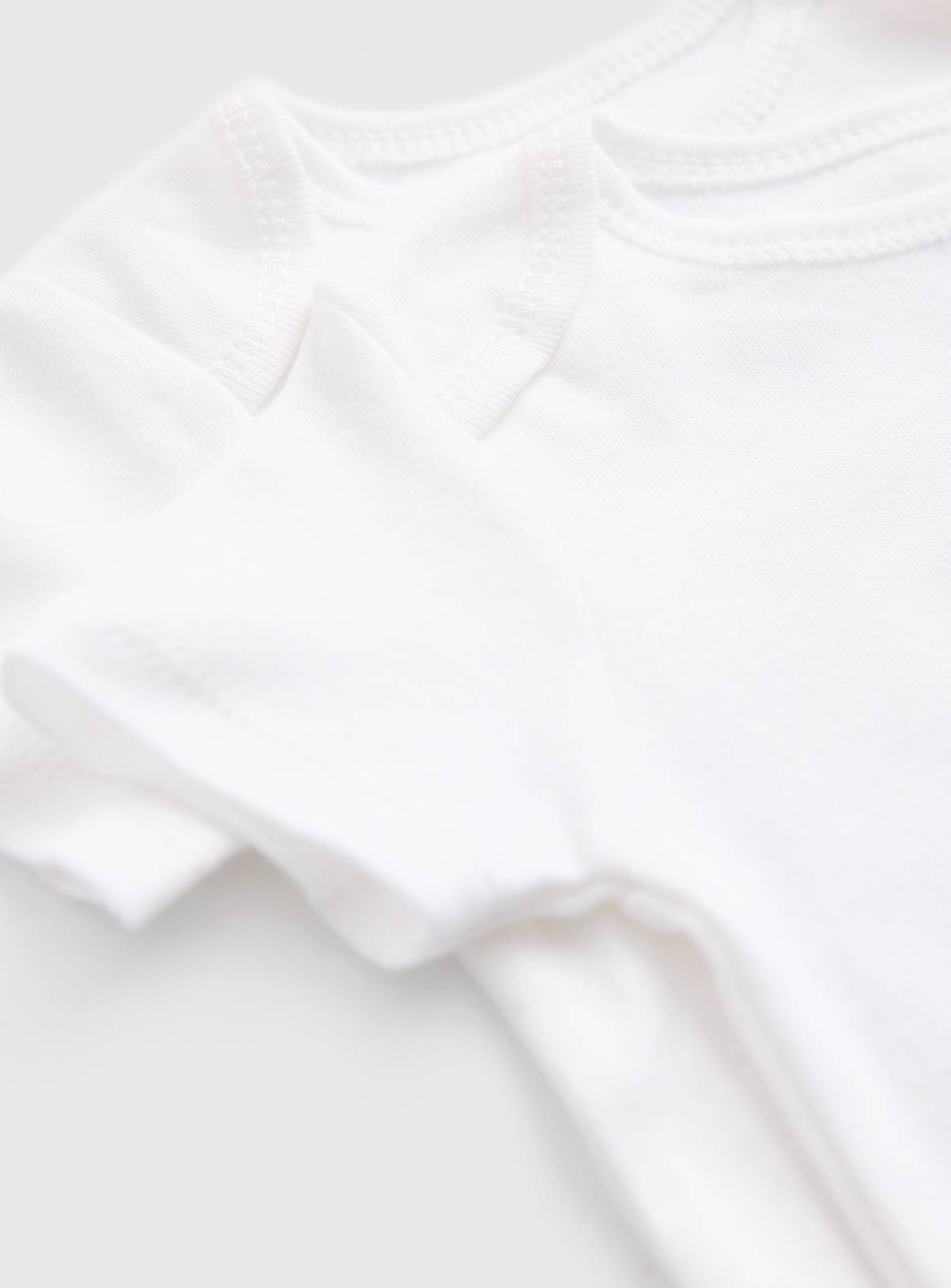 White Short Sleeve Bodysuits 5 Pack Tiny Baby - Image 2