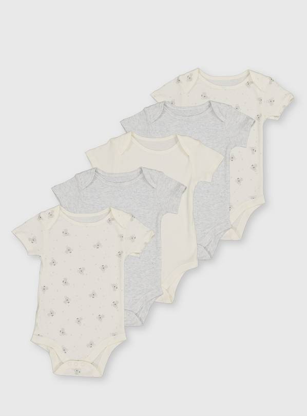 Grey & Cream Koala Bodysuits 5 Pack 3-6 months