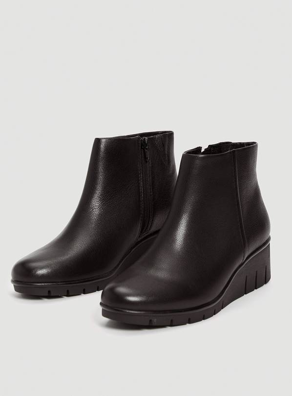 Buy Sole Comfort Black Leather Wedge Boots 8 Boots Argos