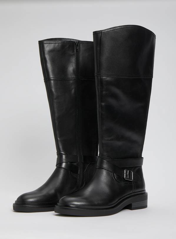 Buy Black Leather Knee High Rider Boots - 7 | Boots | Argos