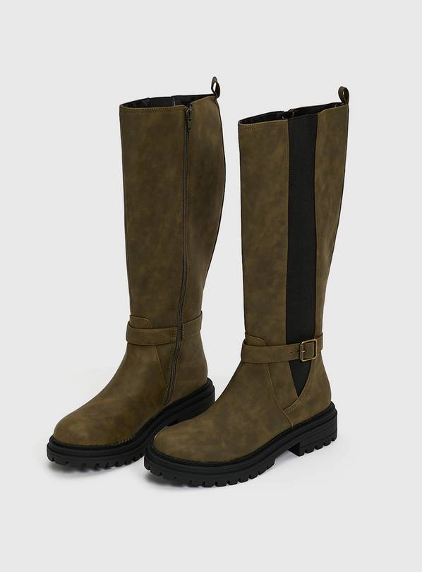 Buy Khaki Knee High Riding Boots 6 Boots Argos