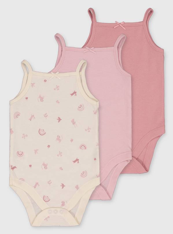 Pink Strappy Bodysuit 3 Pack Up to 3 mths