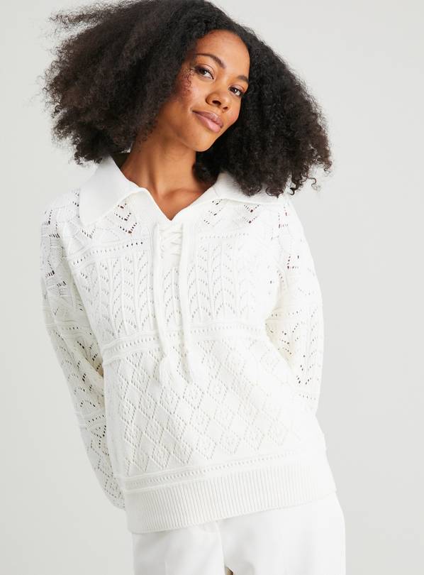 Buy Pointelle Tie Neck Jumper - 14 | Jumpers | Argos