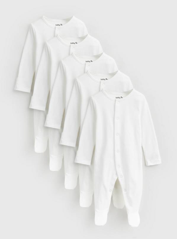 Buy White Sleepsuits 5 Pack Newborn Sleepsuits and pyjamas Argos