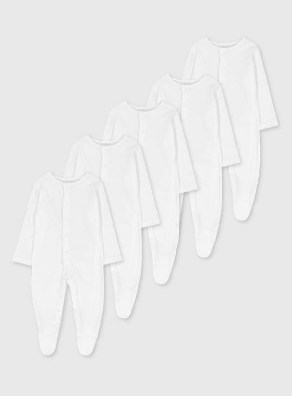 White Sleepsuits 5 Pack - Newborn