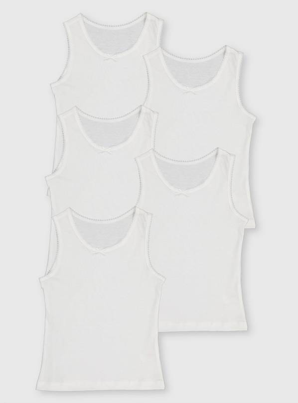 White Vests 5 Pack - 4-5 years