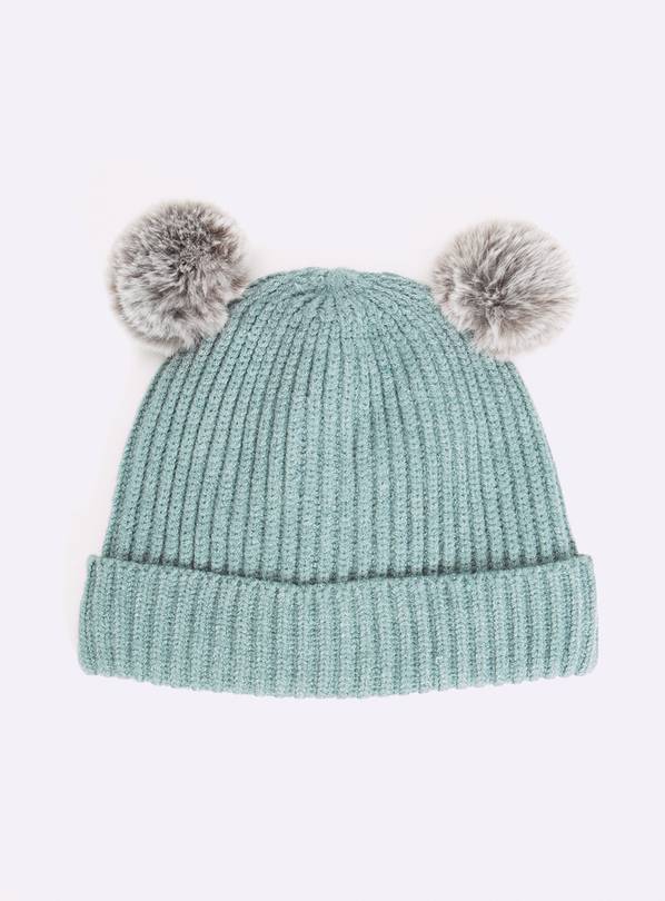 Buy Teal Knitted Double Pom Pom Hat 612 months Accessories Argos