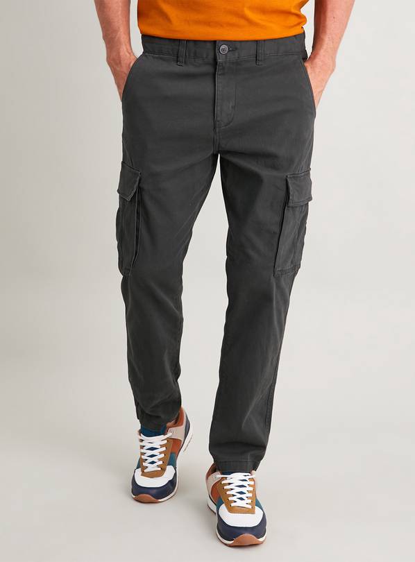 Buy Charcoal Grey Twill Cargo Trousers 30R Trousers Argos
