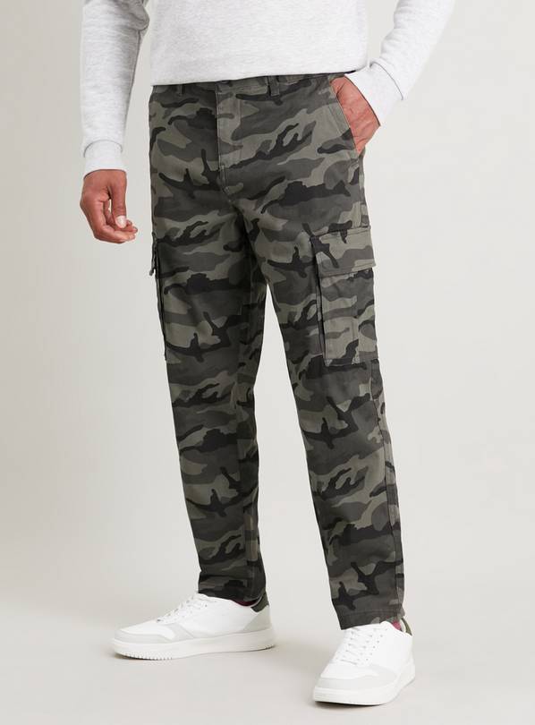 Buy Khaki Camouflage Print Utility Cargo Trousers - 36S | Trousers | Argos
