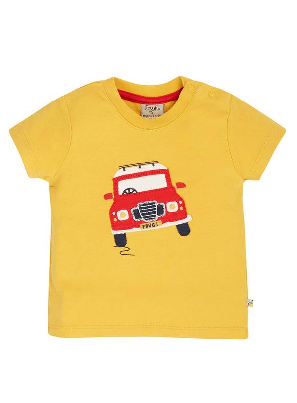 FRUGI GOTS Yellow Appliqué Car T-Shirt - 12 - 18 Month
