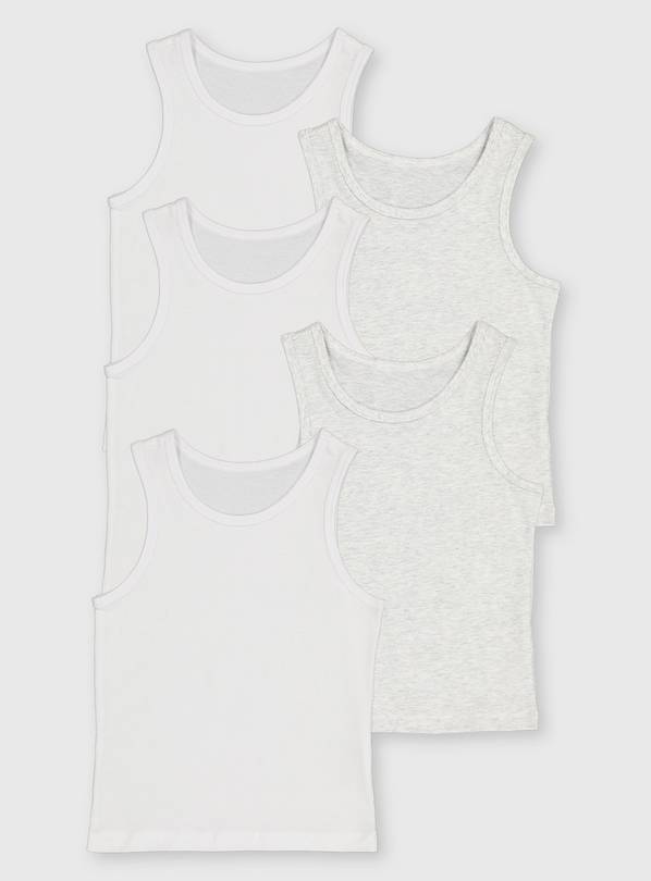 Grey & White Vests 5 Pack - 2-3 years
