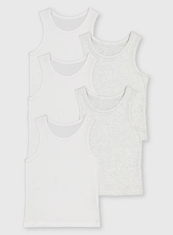 Grey & White Vests 5 Pack 12-18 months