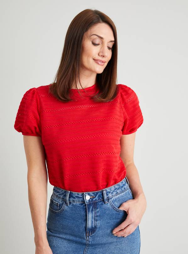 Red Broderie Stripe T-Shirt - 24