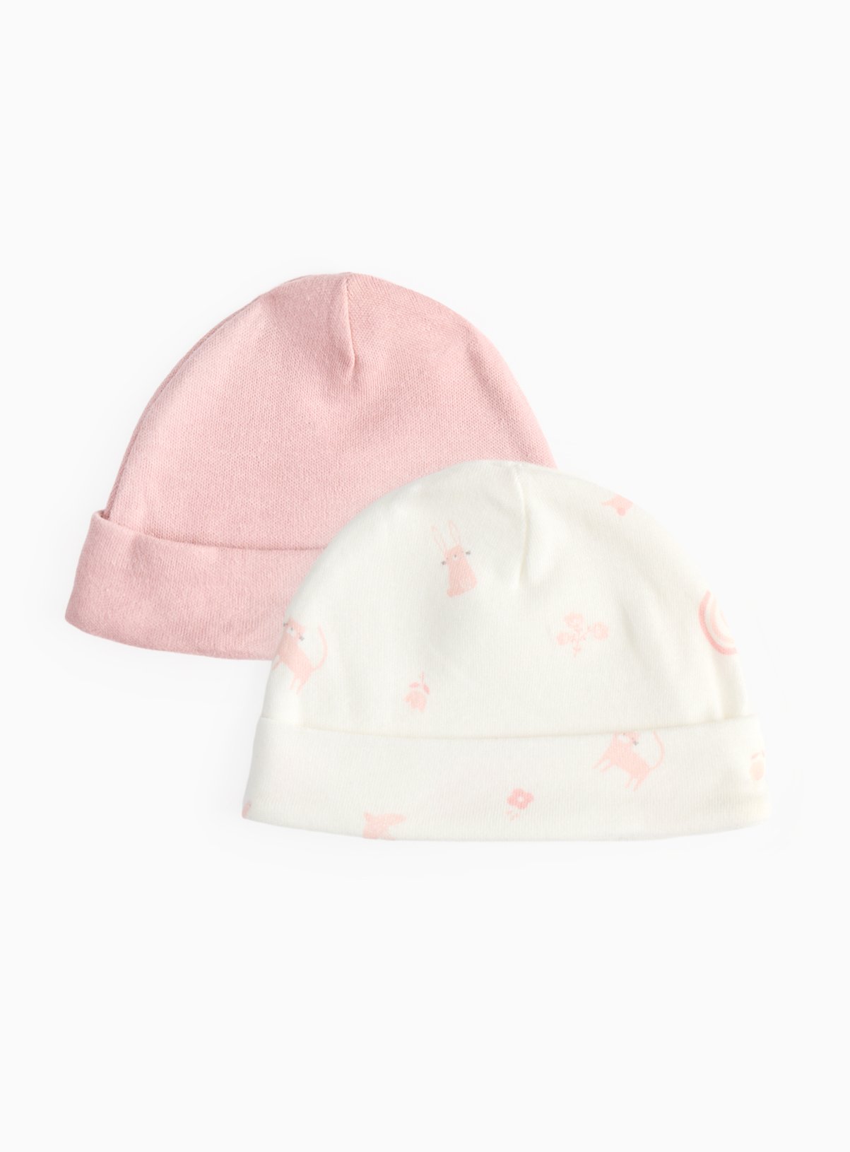 Pink Pink & Printed Premature Baby Hats 2 Pack - Tu by Sainsbury's