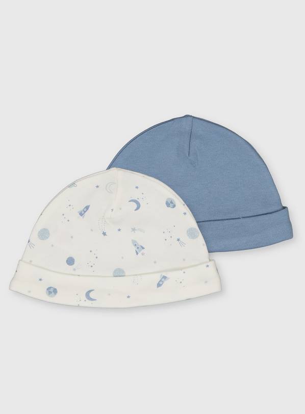 Blue Space Hats 2 Pack 3-6 months
