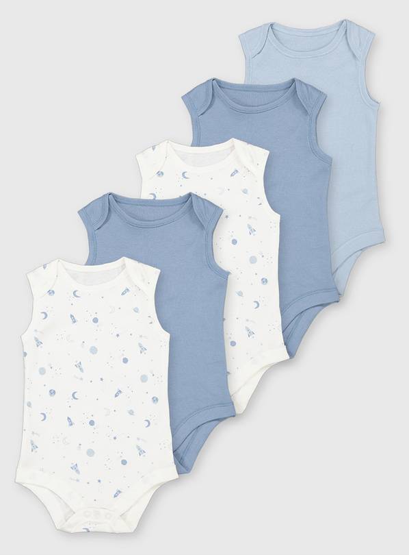 Blue Space Bodysuit 5 Pack - Tiny Baby