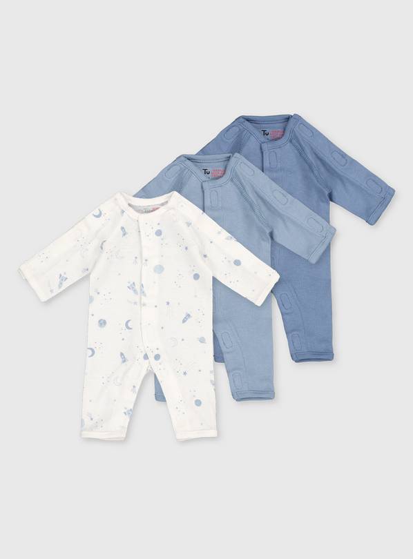 Buy Blue Premature Sleepsuits 3 Pack 4lbs 1.8kg Sleepsuits and