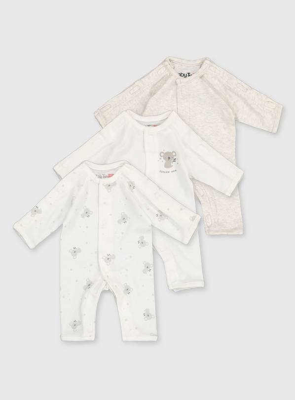 White & Grey Premature Sleepsuit 3 Pack 4lbs - 1.8kg